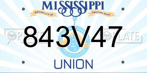 843V47 Mississippi License Plate