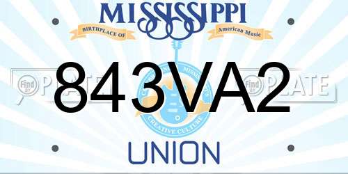843VA2 Mississippi License Plate
