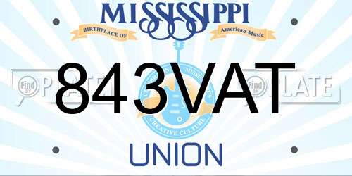 843VAT Mississippi License Plate