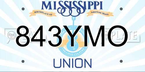 843YMO Mississippi License Plate