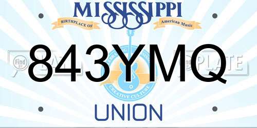 843YMQ Mississippi License Plate