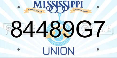 84489G7 Mississippi License Plate
