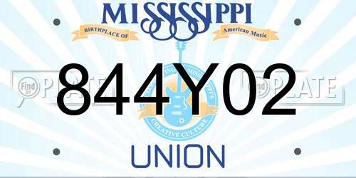 844Y02 Mississippi License Plate