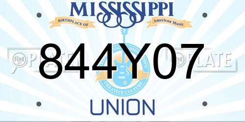 844Y07 Mississippi License Plate