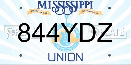 844YDZ Mississippi License Plate