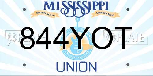 844YOT Mississippi License Plate