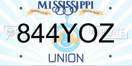 844YOZ Mississippi License Plate