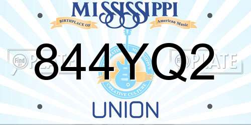 844YQ2 Mississippi License Plate