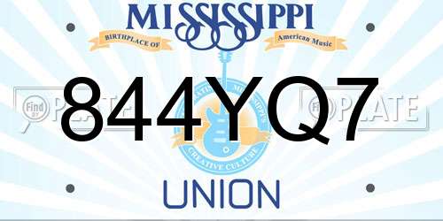 844YQ7 Mississippi License Plate