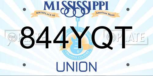 844YQT Mississippi License Plate