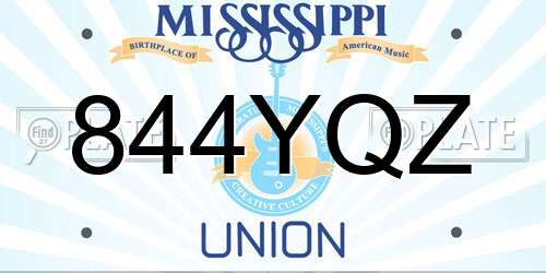 844YQZ Mississippi License Plate