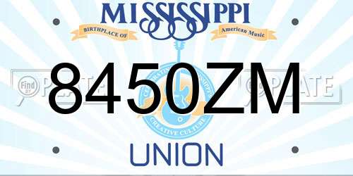 8450ZM Mississippi License Plate