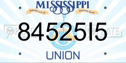 84525I5 Mississippi License Plate