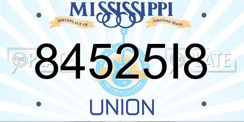 84525I8 Mississippi License Plate