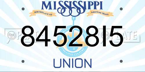 84528I5 Mississippi License Plate