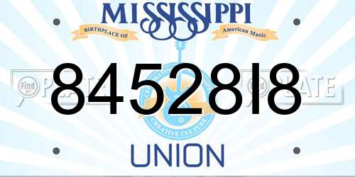 84528I8 Mississippi License Plate