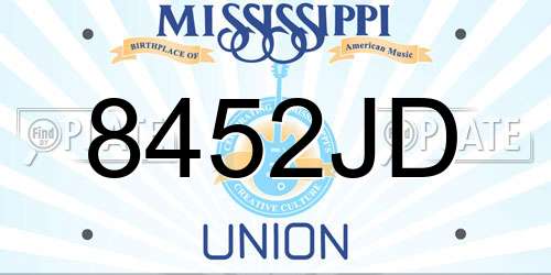 8452JD Mississippi License Plate
