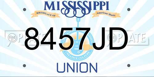 8457JD Mississippi License Plate