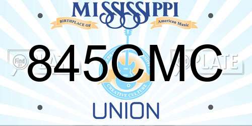 845CMC Mississippi License Plate