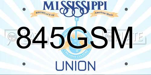845GSM Mississippi License Plate