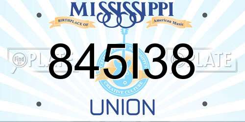 845I38 Mississippi License Plate