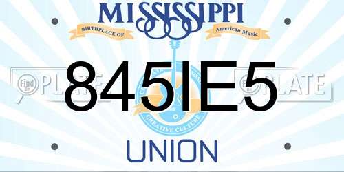 845IE5 Mississippi License Plate