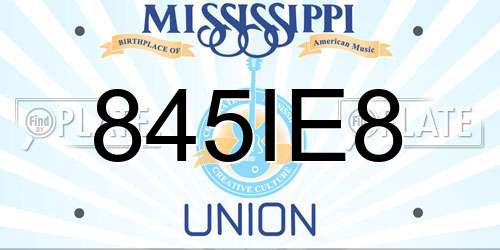 845IE8 Mississippi License Plate