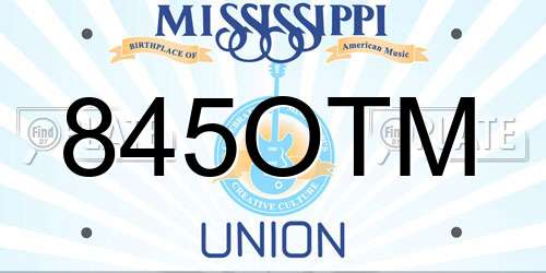 845OTM Mississippi License Plate