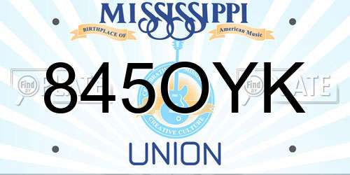 845OYK Mississippi License Plate