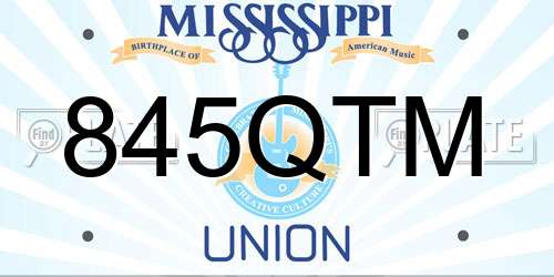 845QTM Mississippi License Plate