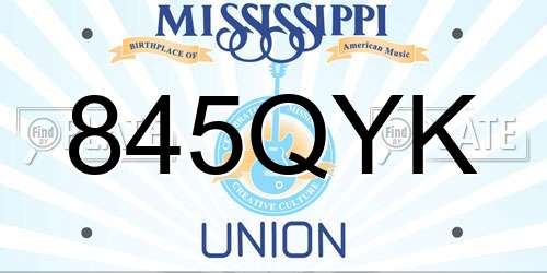845QYK Mississippi License Plate