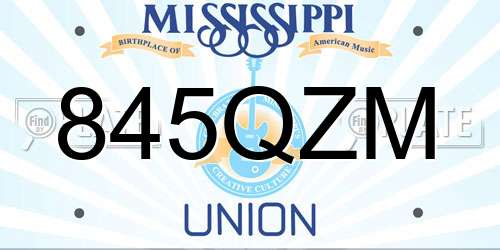 845QZM Mississippi License Plate