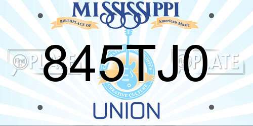 845TJ0 Mississippi License Plate