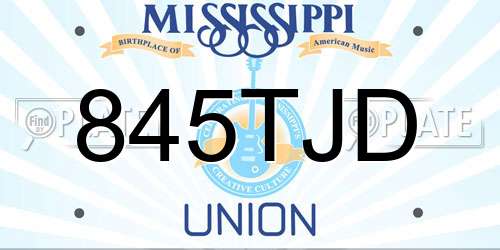 845TJD Mississippi License Plate