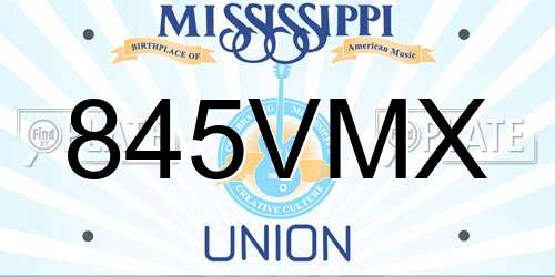 845VMX Mississippi License Plate
