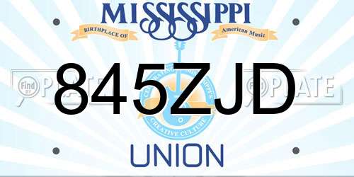 845ZJD Mississippi License Plate