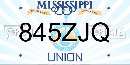 845ZJQ Mississippi License Plate
