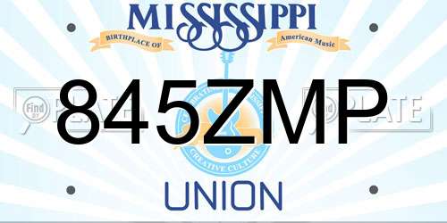 845ZMP Mississippi License Plate