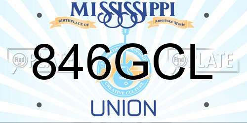 846GCL Mississippi License Plate