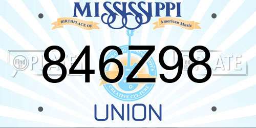 846Z98 Mississippi License Plate