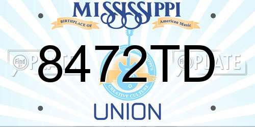 8472TD Mississippi License Plate