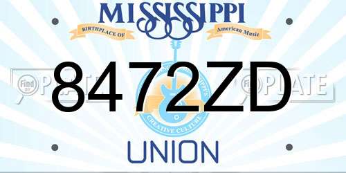8472ZD Mississippi License Plate