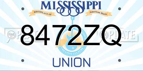 8472ZQ Mississippi License Plate