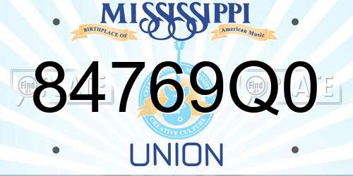 84769Q0 Mississippi License Plate