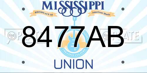 8477AB Mississippi License Plate