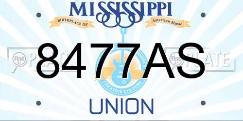 8477AS Mississippi License Plate