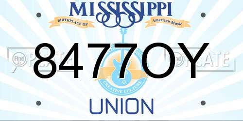 8477OY Mississippi License Plate