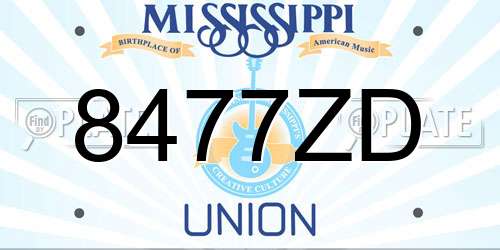8477ZD Mississippi License Plate