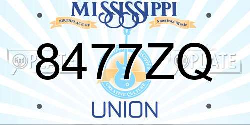 8477ZQ Mississippi License Plate