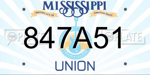 847A51 Mississippi License Plate